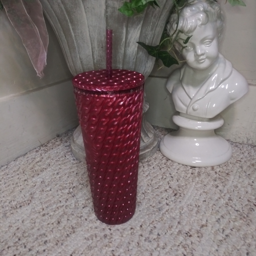 Starbucks 2024 Rasberry Chain Link Patterned Cold Tumbler - Picture 2 of 6